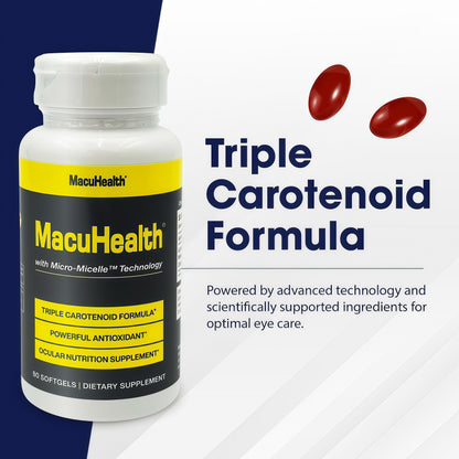 Macuhealth Triple Carotenoid Formula - Eye Vitamins for Adults | 90 softgels, 3 months supply, Advanced Eye Support & Health Eye Formula, triple carotenoid, micro micelle, softygels